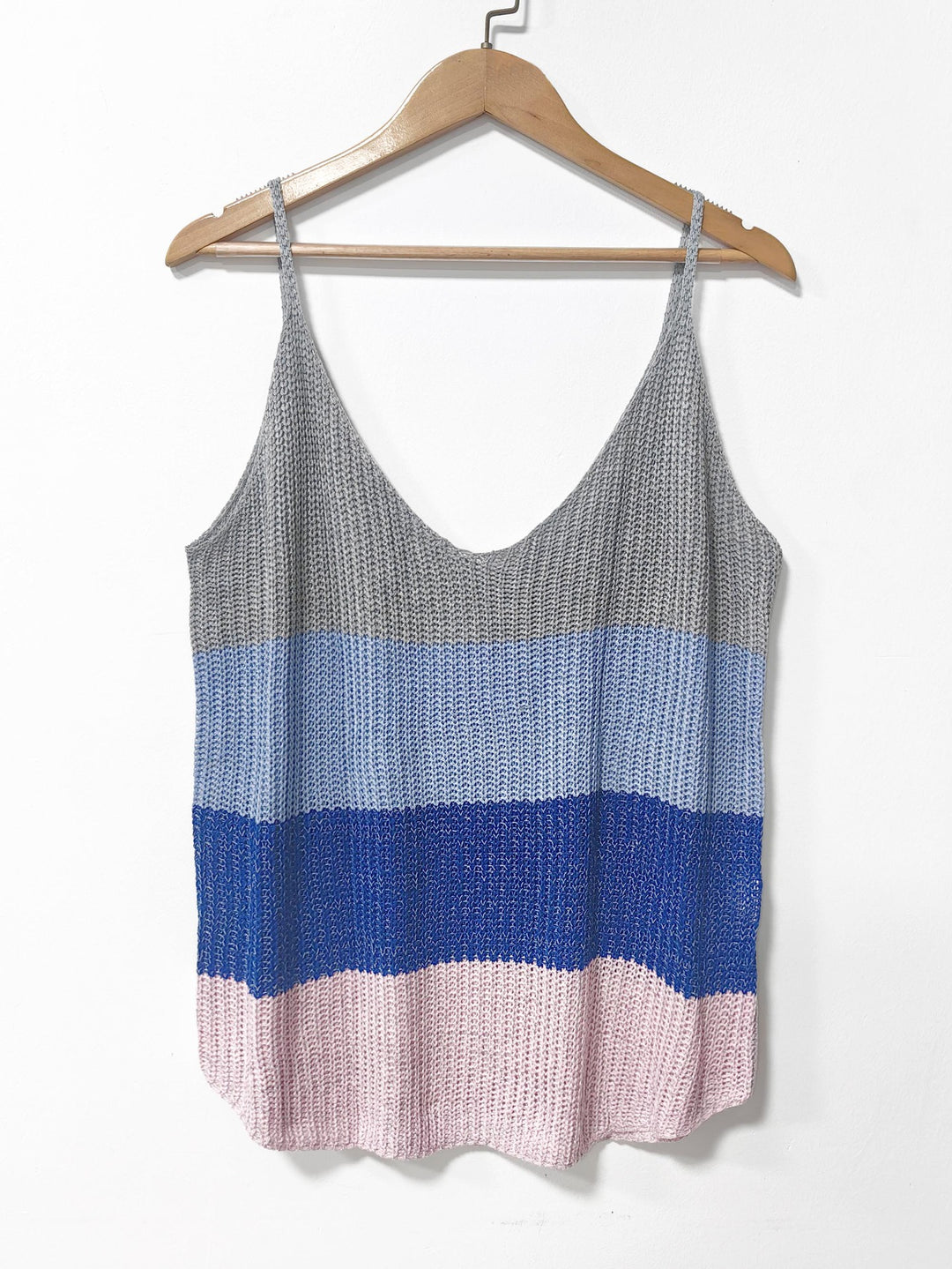 Ladies Stripe Light Knit Chic Tank Top