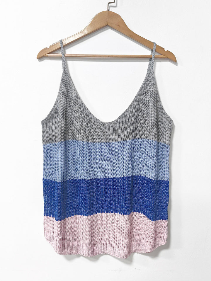 Ladies Stripe Light Knit Chic Tank Top