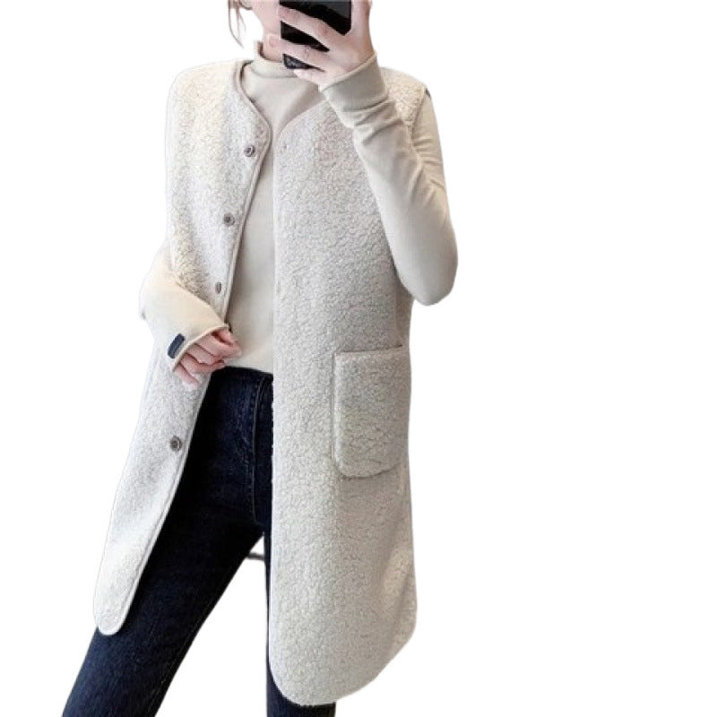 Ladies Cozy Vest with Snap Buttons and Side Pockets Chic & Stil