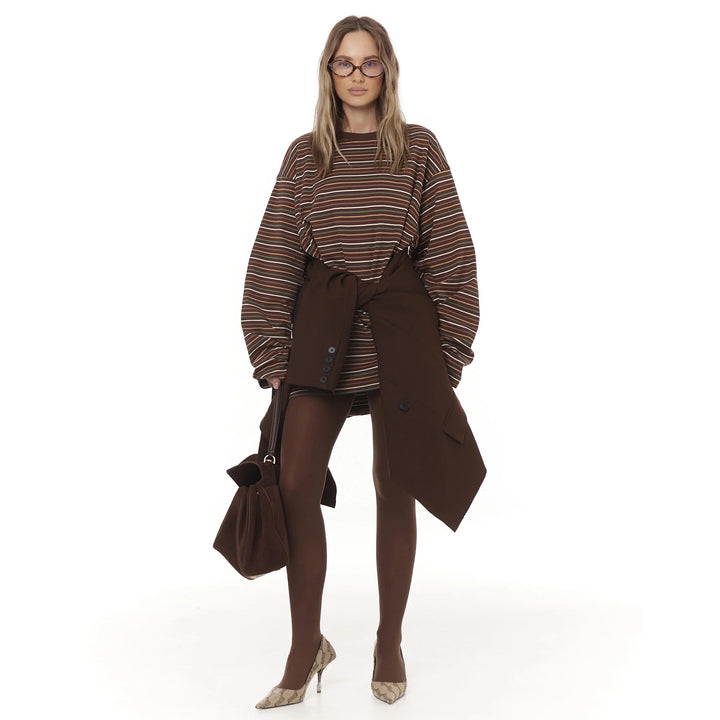 Ladies oversized trendy sweater with chic striped design