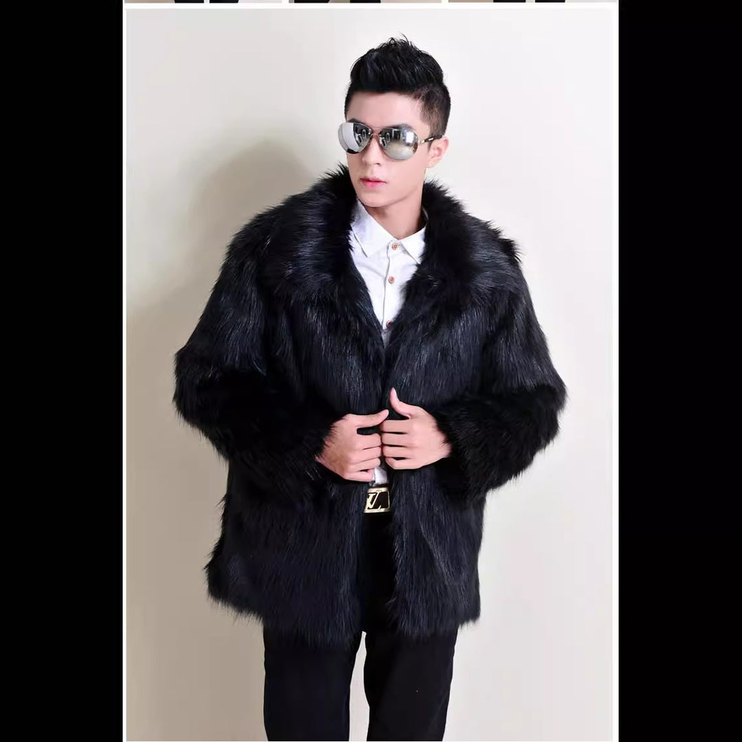 Men's faux fur jacket with classic collar Lune London