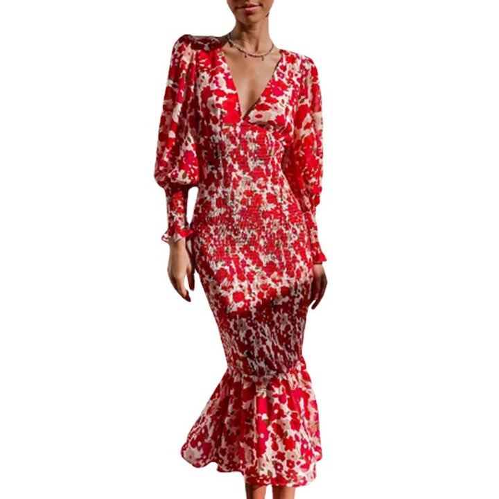 Robes Bodycon pour femmes avec ourlet volanté et motif floral glamour Chic & Stil