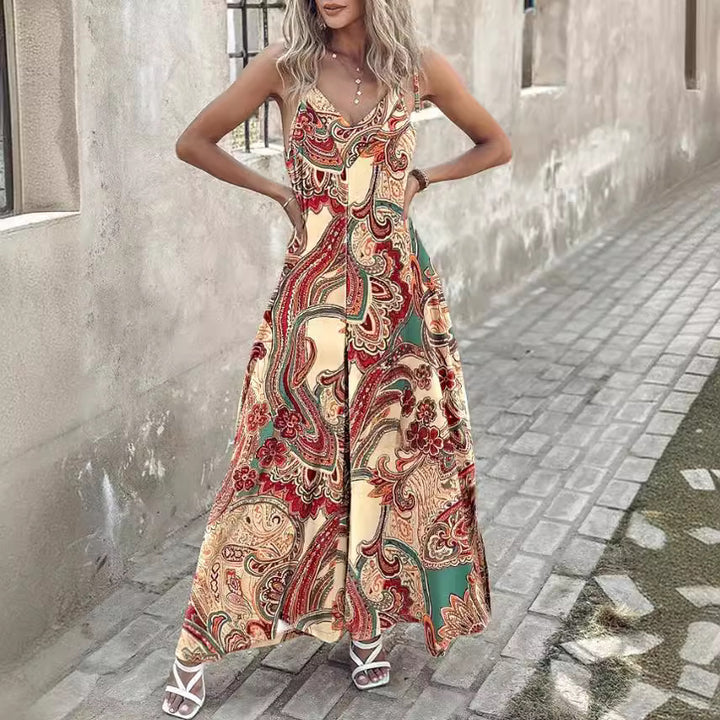 Chic Maxi Dress and Bohemian Paisley Print Style for Women