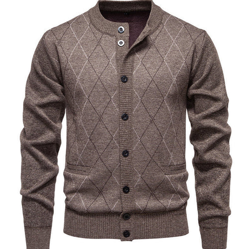 Men's Stylish Cardigan with Diamond-Shaped Pattern Lune London