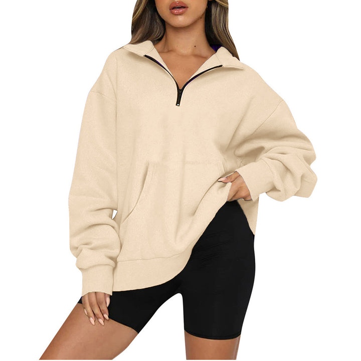 Oversized sweatshirt for women with half-zip and hood Lune London