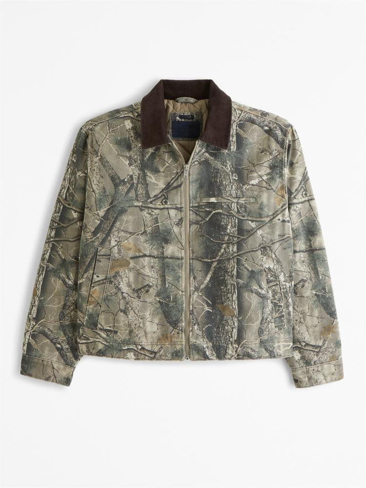 Leisure jacket for men with modern camouflage design and high collar Lune London