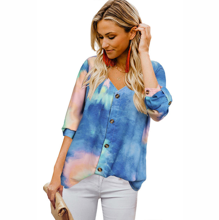 Women leisure blouse with gradient color and roll-up sleeves Lune London