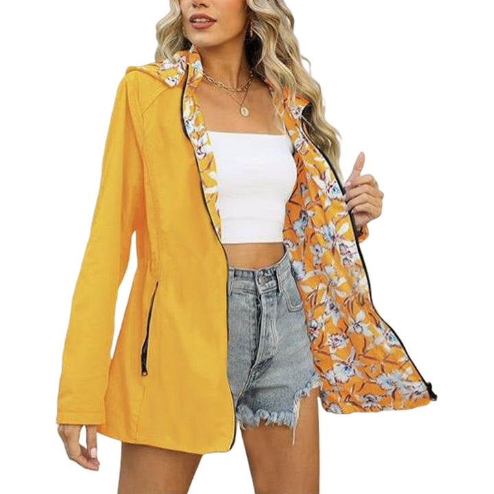 Ladies light transition jacket with floral lining Lune London