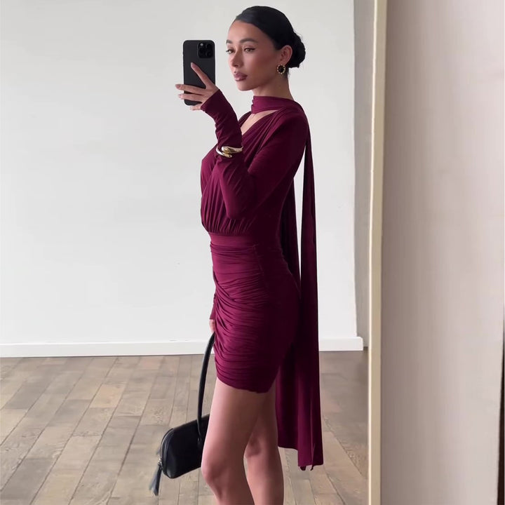 Women's wrap dress with asymmetrical hem and sophisticated top Lune London
