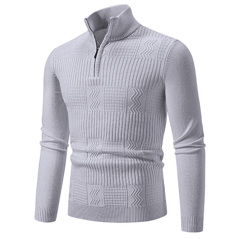 Knitted sweater for men with high collar and zipper Lune London