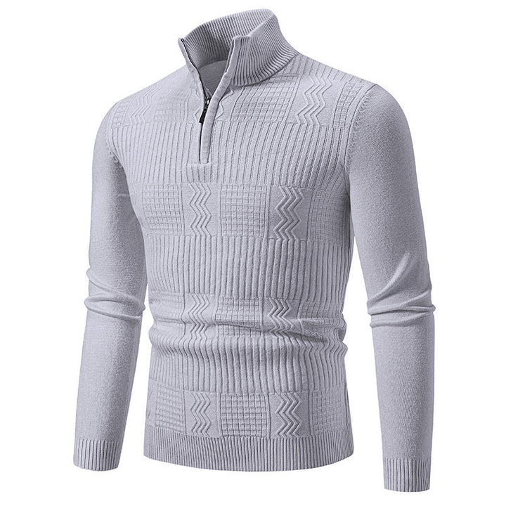 Knitted sweater for men with high collar and zipper Lune London