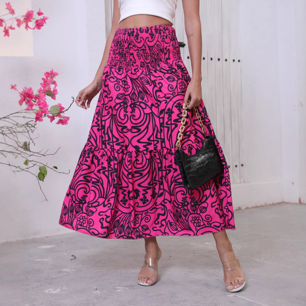 Maxi skirt for women with bold and cheerful patterns and an elastic waist Lune London