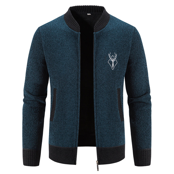 Zip-up knit jacket with high collar for men Lune London