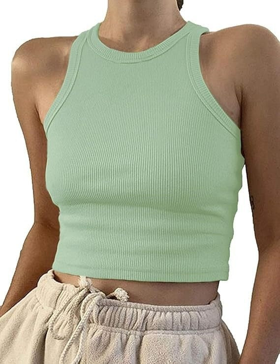 Women's sporty crop top with elastic rib design Lune London