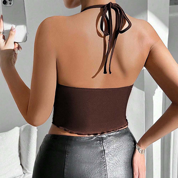 T-shirt court ludique pour femmes avec fronces et lien Chic & Stil