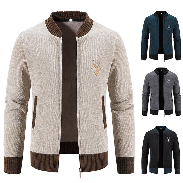 Zip-up knit jacket with high collar for men Lune London
