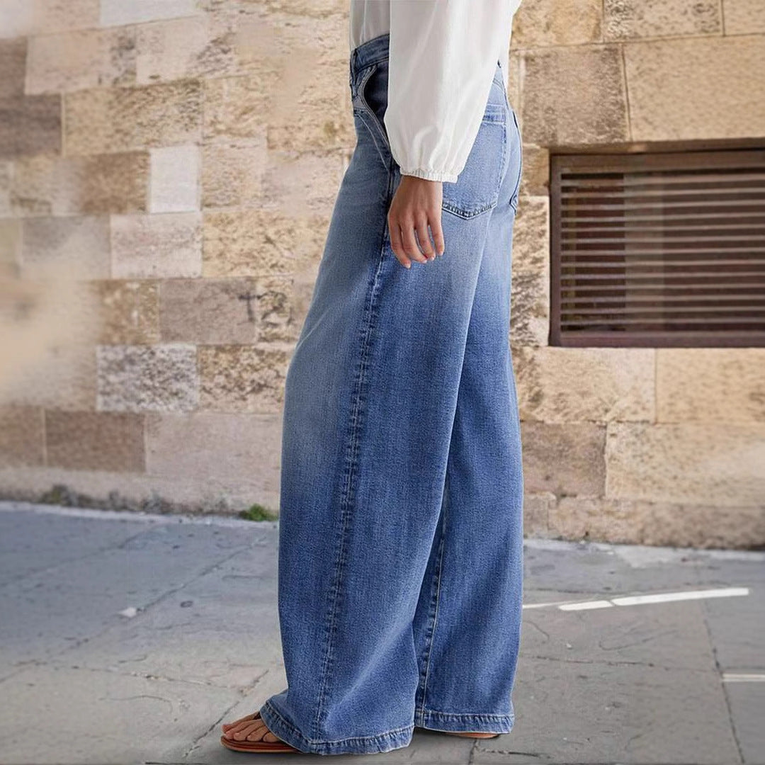 Pantalon en jeans large pour femmes Chic & Stil