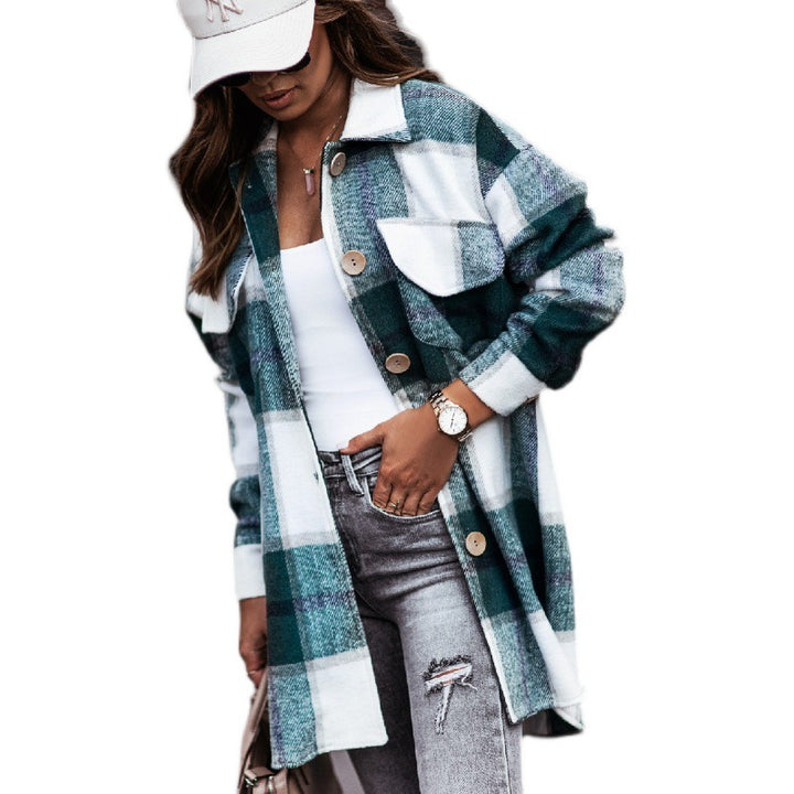 Women's checked overshirt jacket with practical chest pockets Lune London