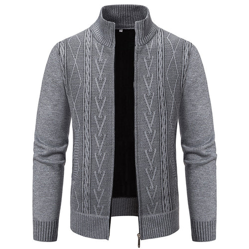 Men's knitted sweater with a modern cable pattern and a high collar Lune London