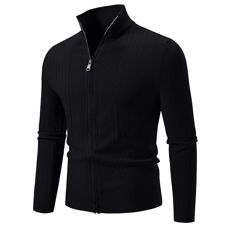 Men's knit jacket with modern zipper and fine ribbed structure Lune London