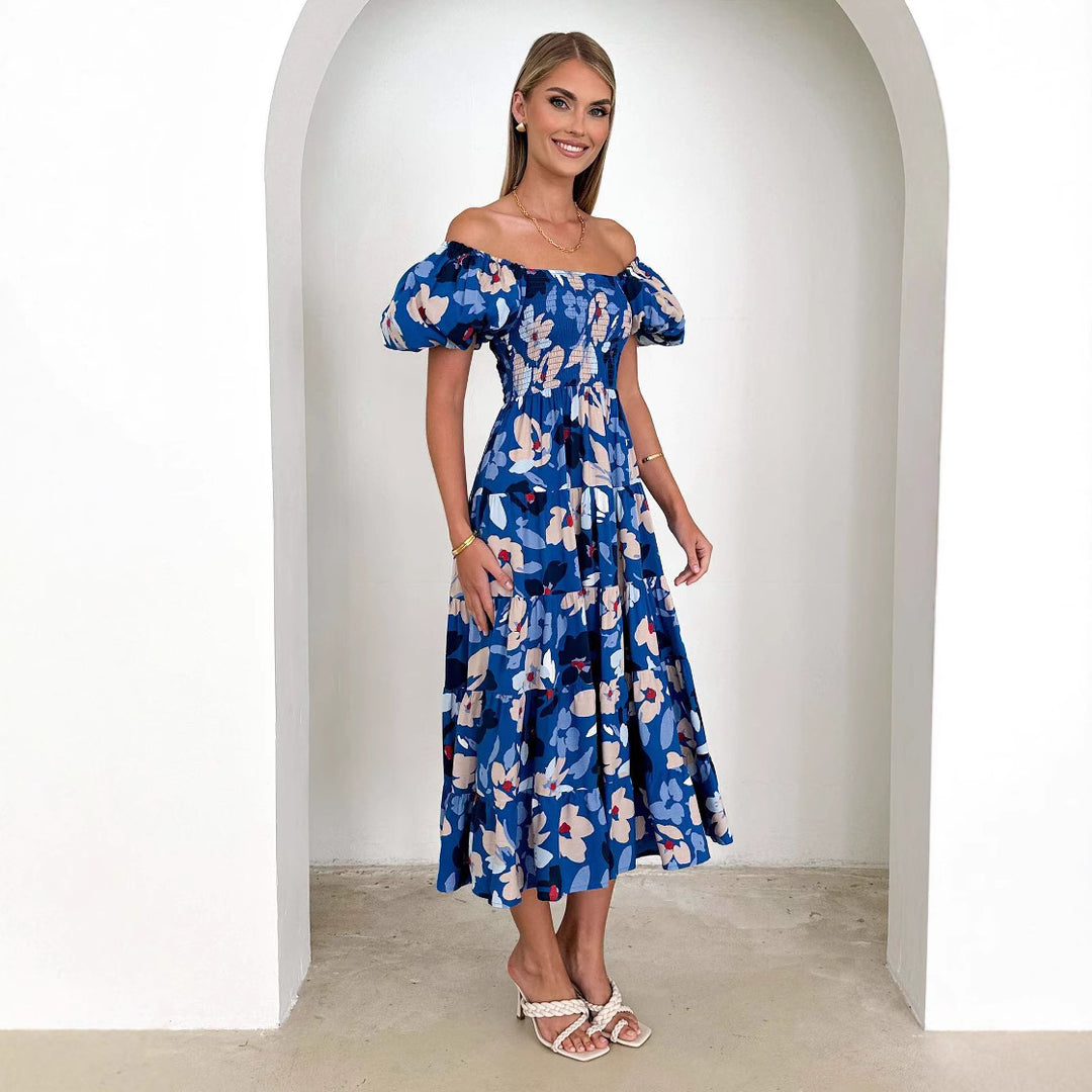 Lune London Off-Shoulder Floral Midi Dress for Women