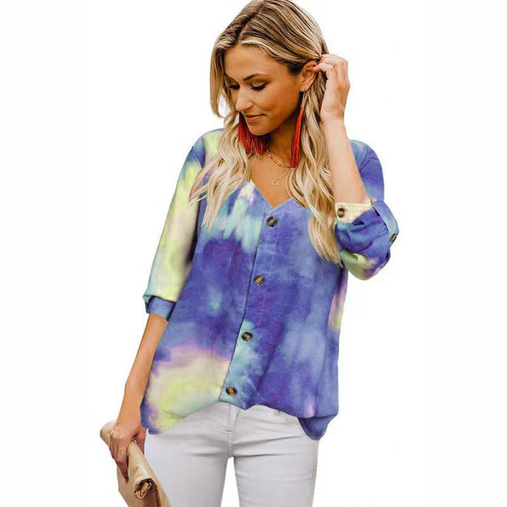 Women leisure blouse with gradient color and roll-up sleeves Lune London