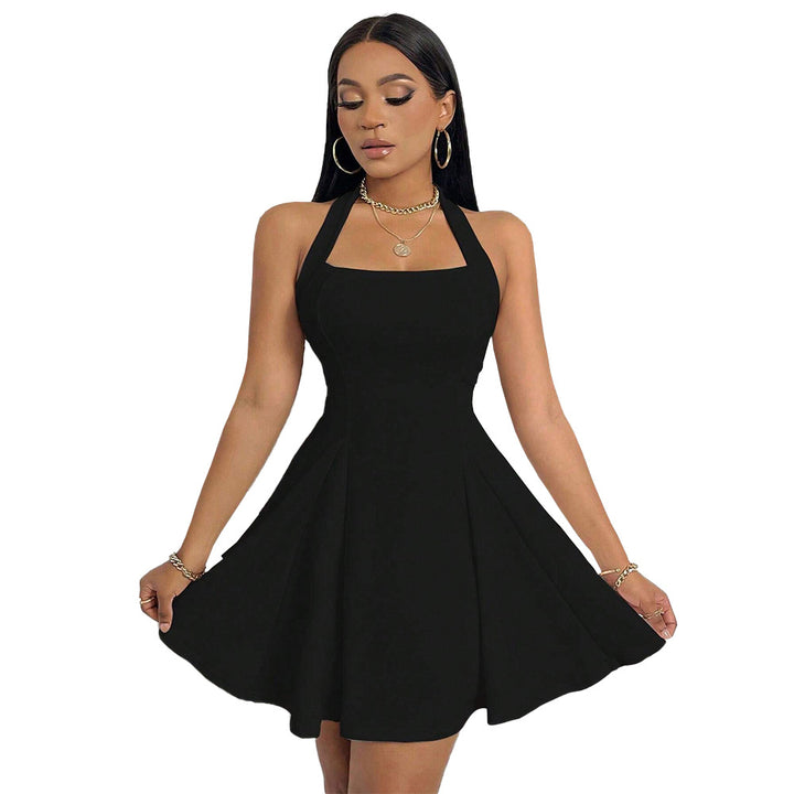 Chic & Stil Women's Flared Evening Dress with Deep V-neck and Flared Hem