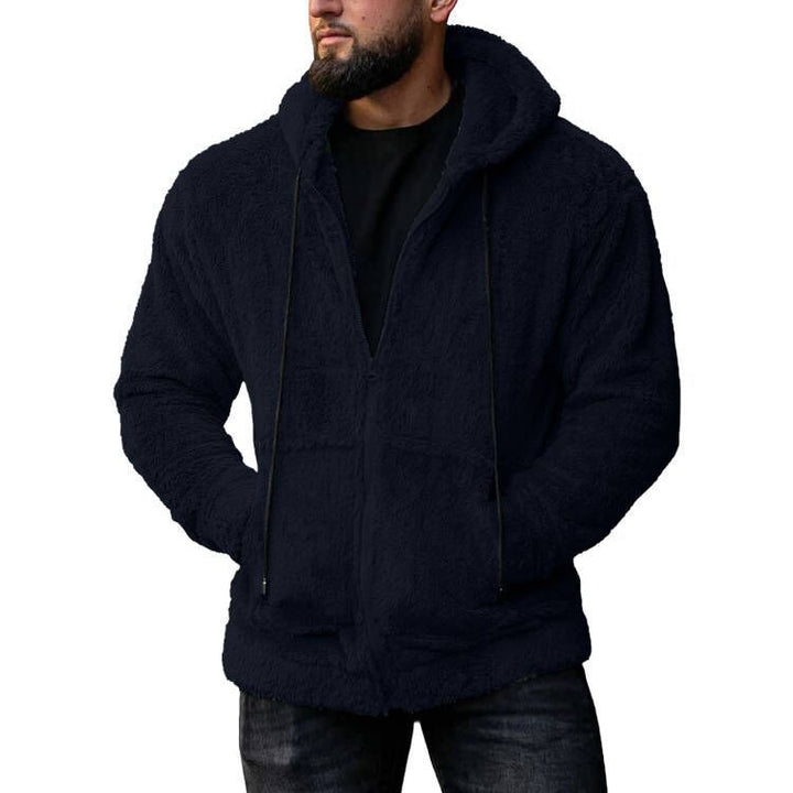 Cozy fleece jacket for men with hood and side pockets Lune London
