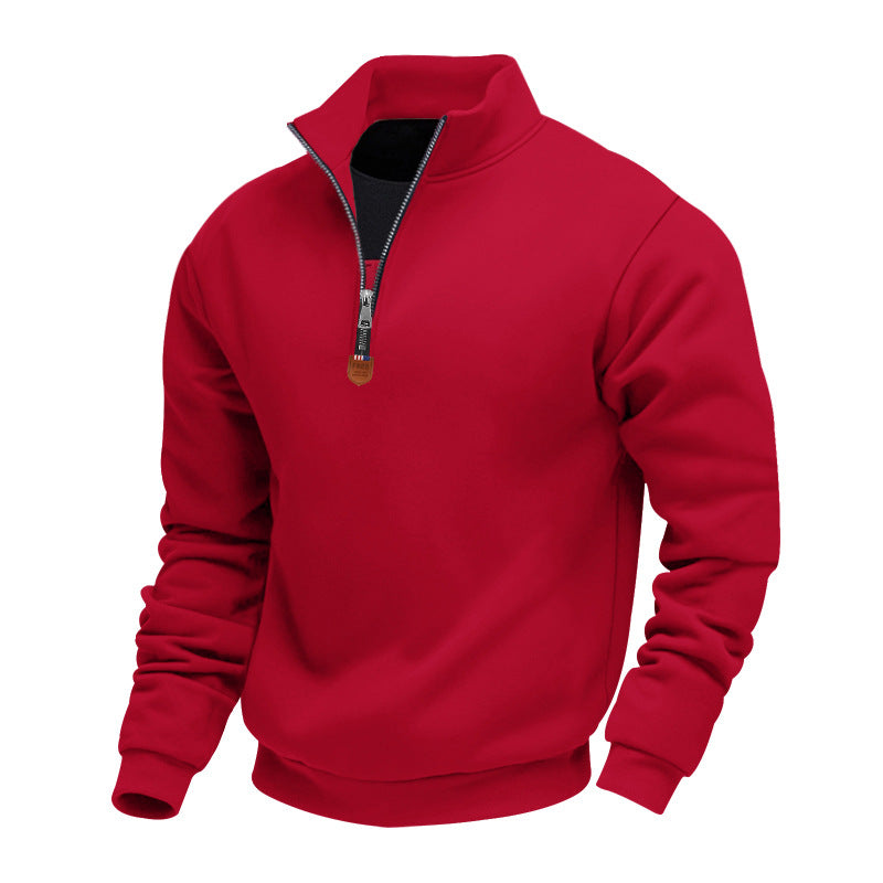 Sporty men's sweater with half-zip closure and trendy high collar Lune London