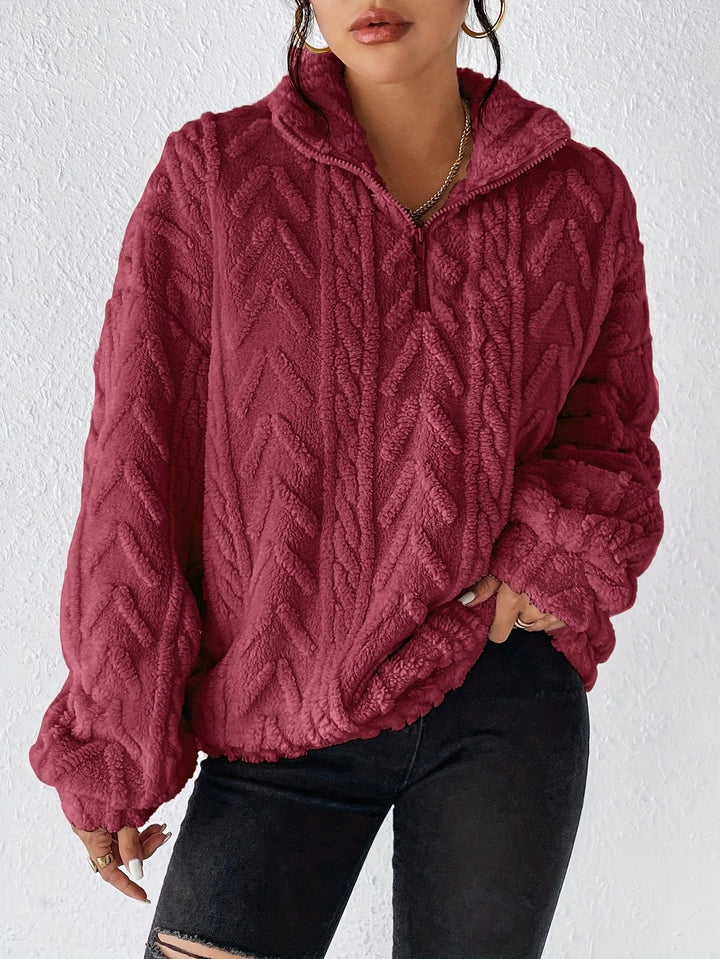 Women's fleece sweater with high collar and structured design Lune London