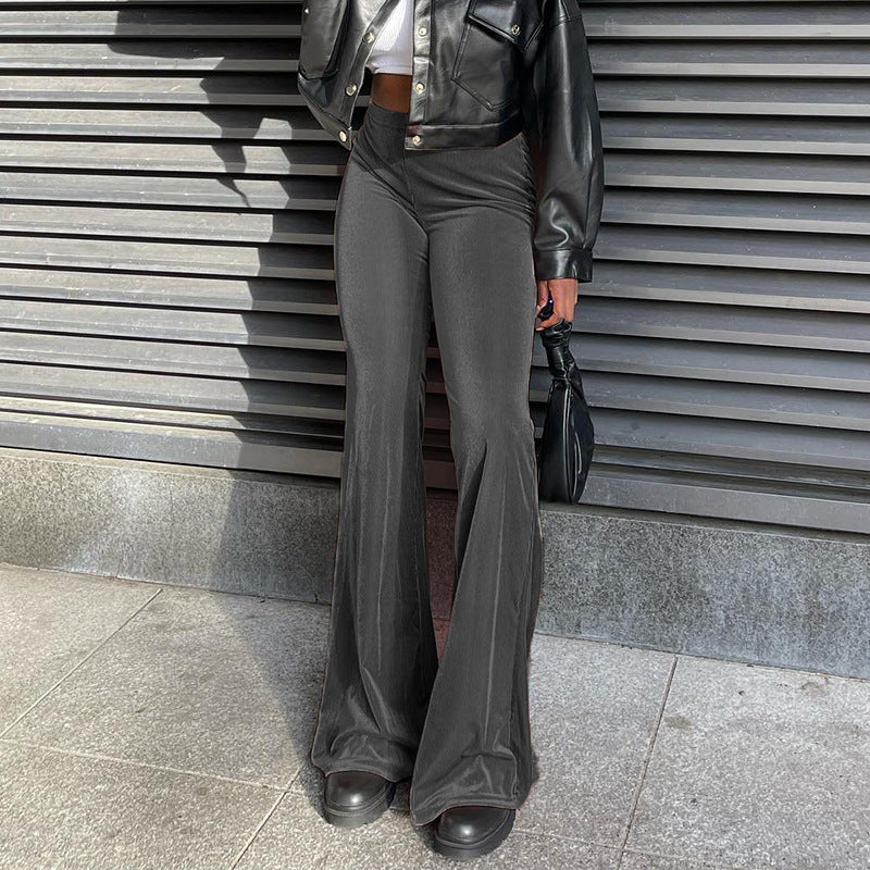 Elegant high-waisted flared pants for women in smooth material Lune London