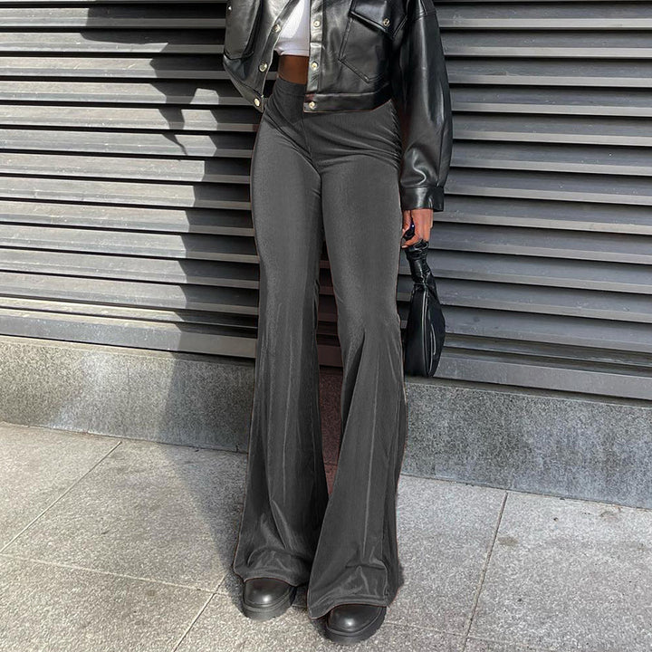 Elegant high-waisted flared pants for women in smooth material Lune London