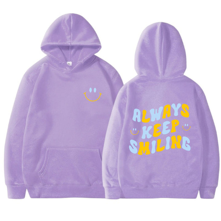 Ladies hoodie with cheerful lettering and practical kangaroo pockets Lune London