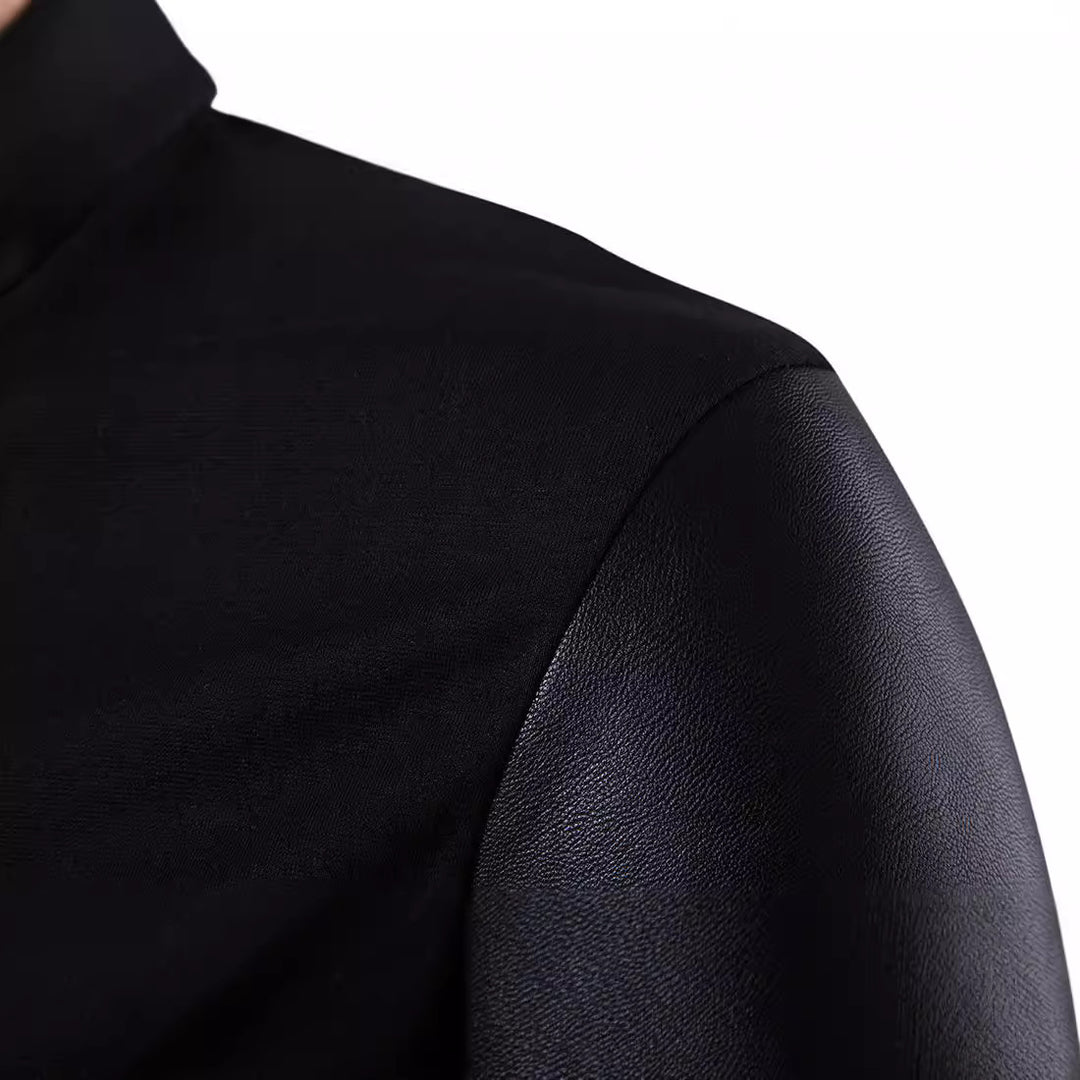 Trendy men's jacket with asymmetrical zipper and contrasting sleeves Lune London