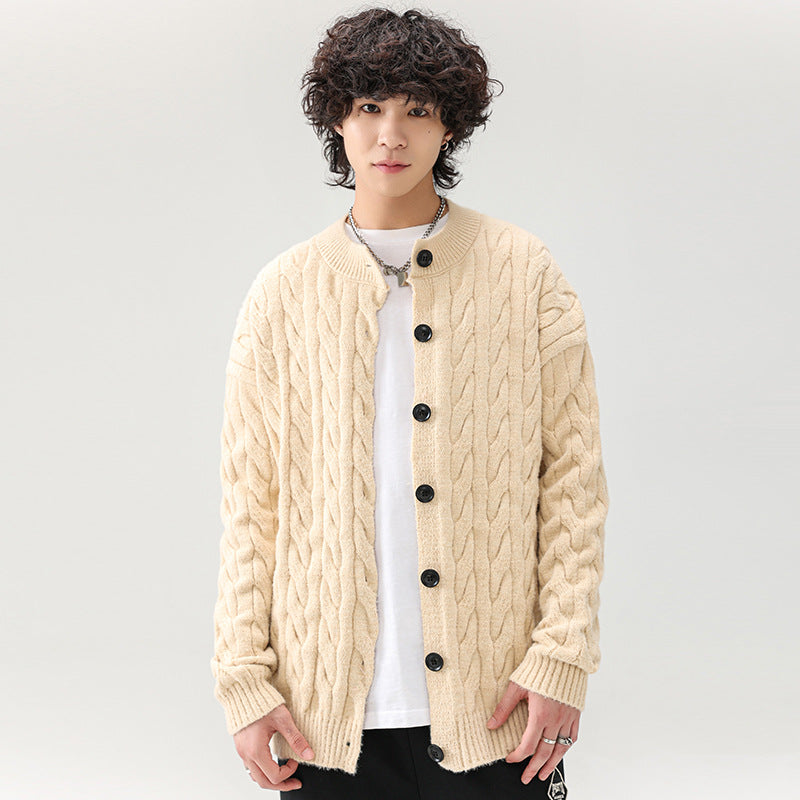 Chunky knit cardigan for men with practical buttons Lune London