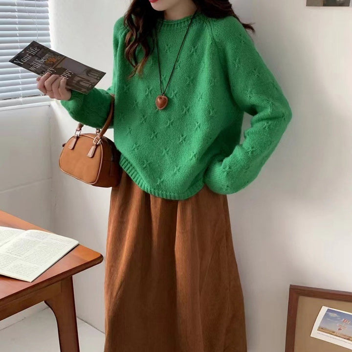 Women Cozy Knit Sweater with Textured Pattern Lune London