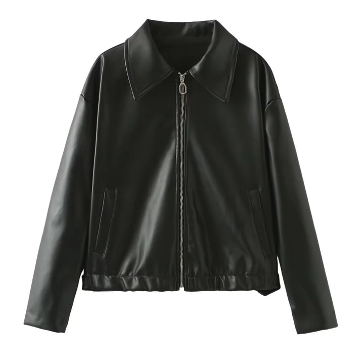 Veste élégante pour femmes en simili cuir au design moderne avec fermeture éclair pratique Lune London