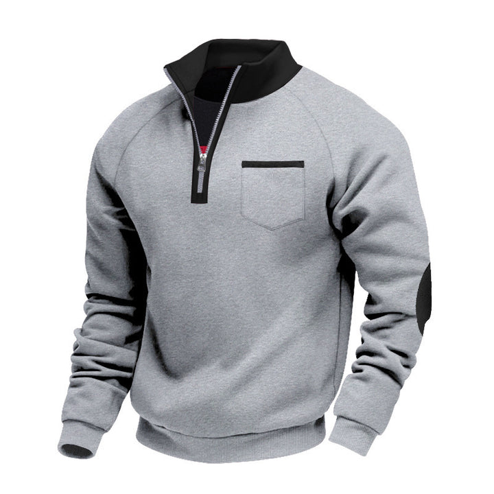Fleece sweater for men with high collar and zip closure on the side Lune London