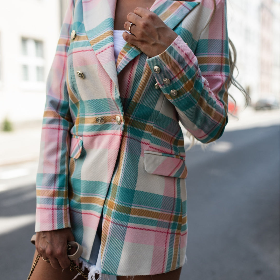 Ladies Elegant Checked Blazer Lune London
