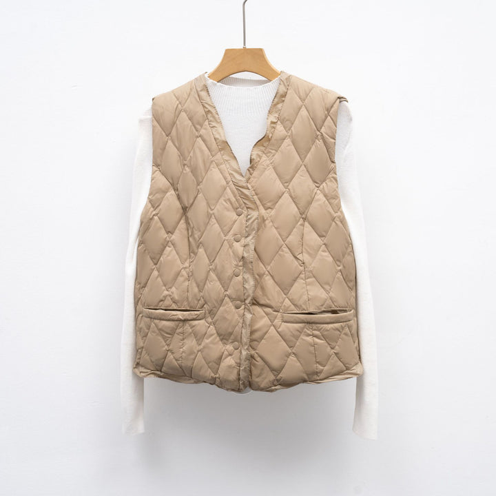 Ladies quilted vest with asymmetrical cut Lune London