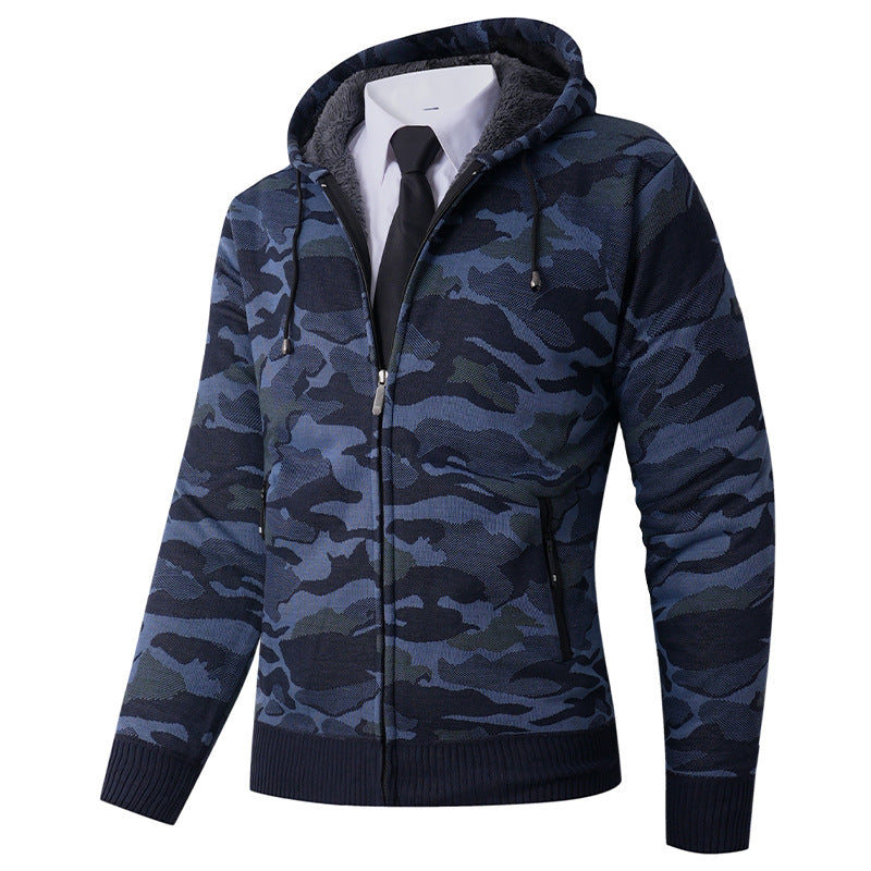Trendy hooded jacket for men with lined hood and powerful camouflage pattern Lune London