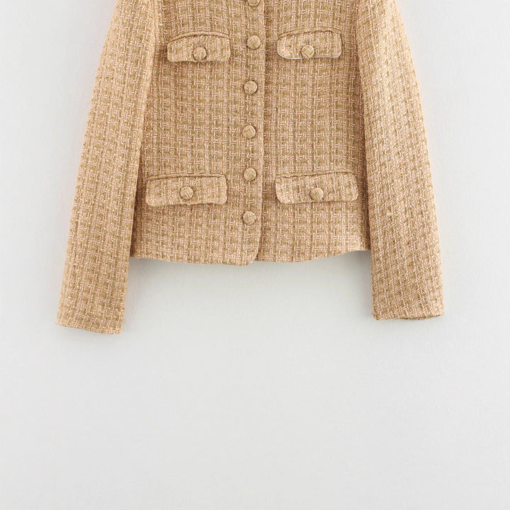 Elegant women's tweed jacket with structured design and practical pockets Lune London