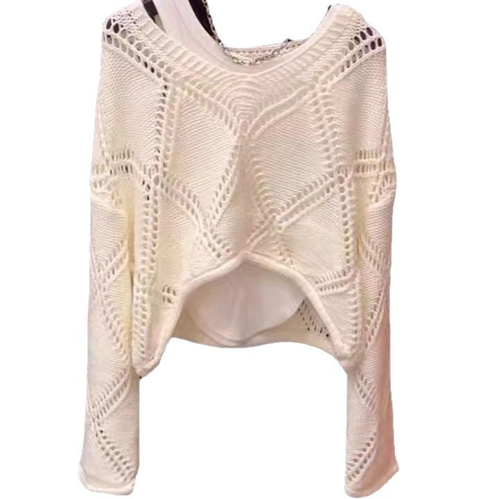 Casual knit sweater for women with air stitch pattern Lune London