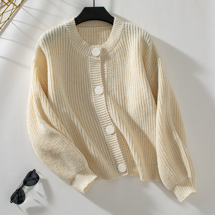 Ladies comfortable knit cardigan with large buttons and a relaxed fit Lune London