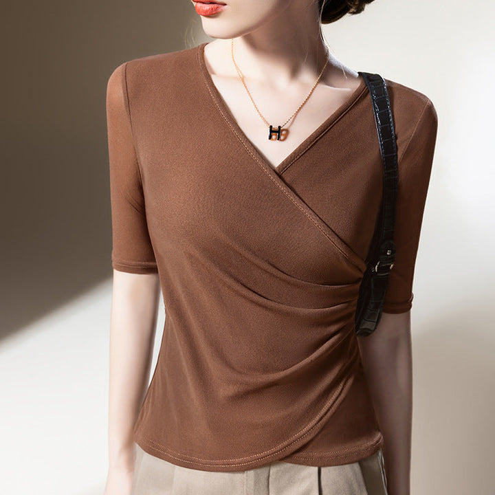 Women's Wrap Top with Sophisticated Draping and Figure-Friendly Cut Lune London