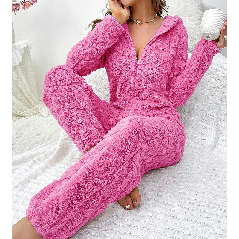 Ladies Comfortable Fleece Pants with Hood Lune London