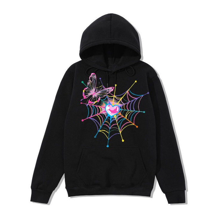Women's hooded sweatshirt with artistic butterfly spiderweb motif Chic & Stil