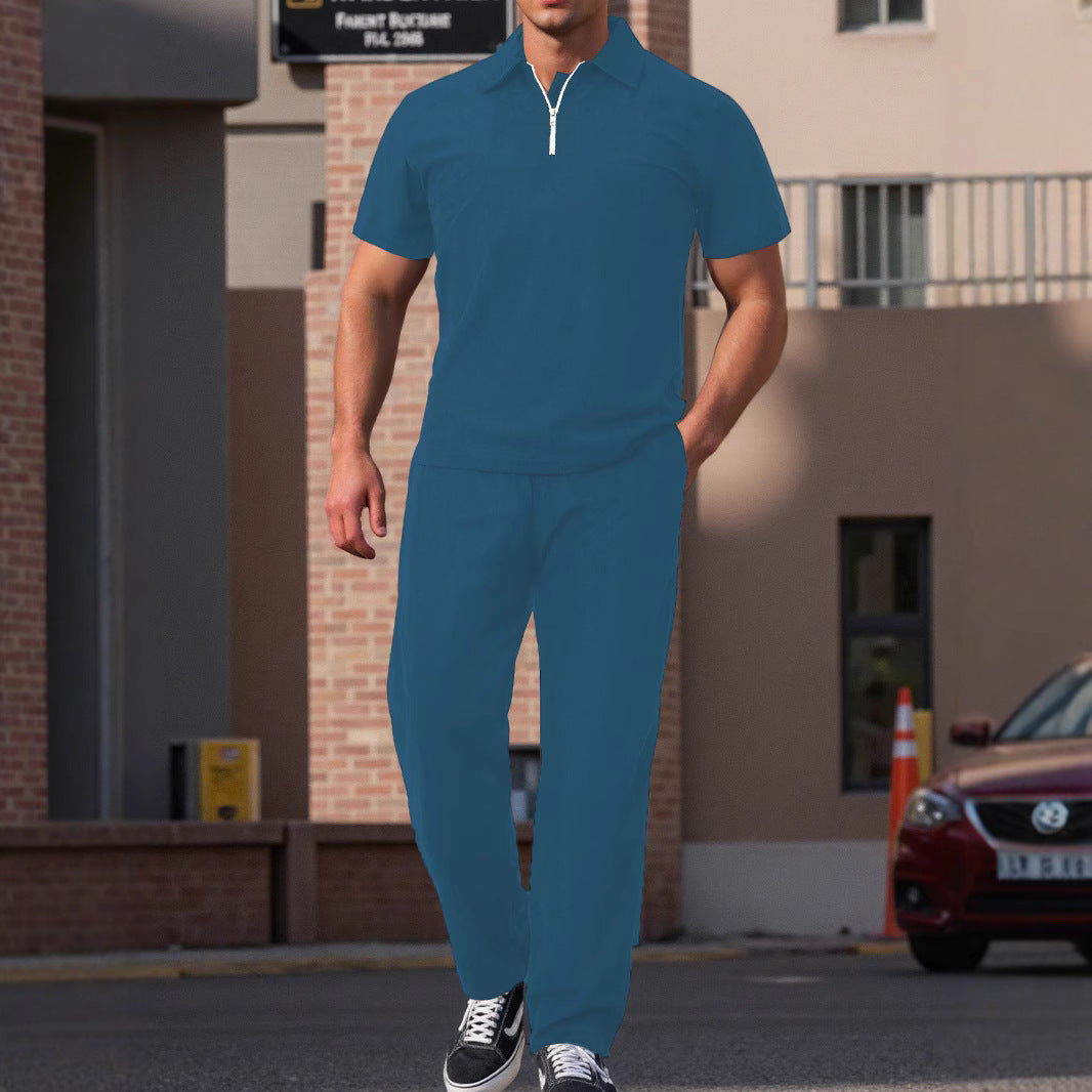 Men's modern leisure set with high-quality short-sleeve polo and comfortable jogger pants Lune London