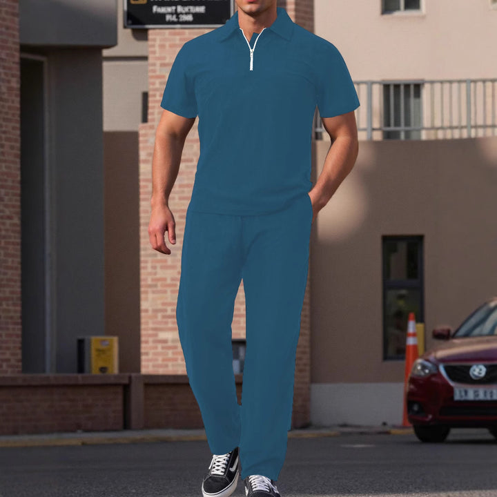 Men's modern leisure set with high-quality short-sleeve polo and comfortable jogger pants Lune London