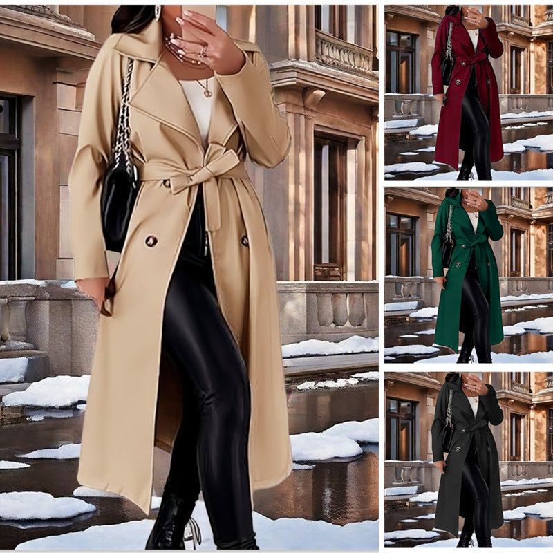 Ladies Elegant Trench Coat with Belt at the Waist and Double-Breasted Details Lune London